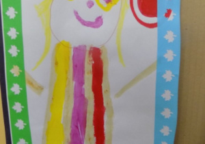 Portret pani Ewy narysowany przez dziecko.