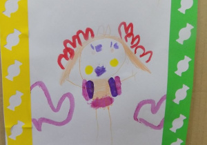 Portret pani Patrycji narysowany przez dziecko.