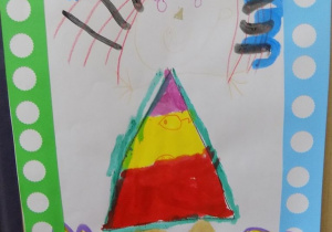 Portret pani Magdy narysowany przez dziecko.