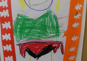 Portret pani Dyrektor narysowany przez dziecko.