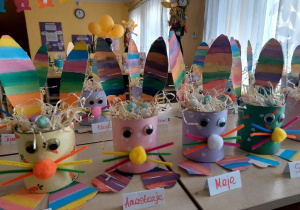 Zające - prace świąteczne wykonane przez dzieci